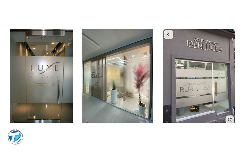 Mẫu decal dán kính mờ viền trắng